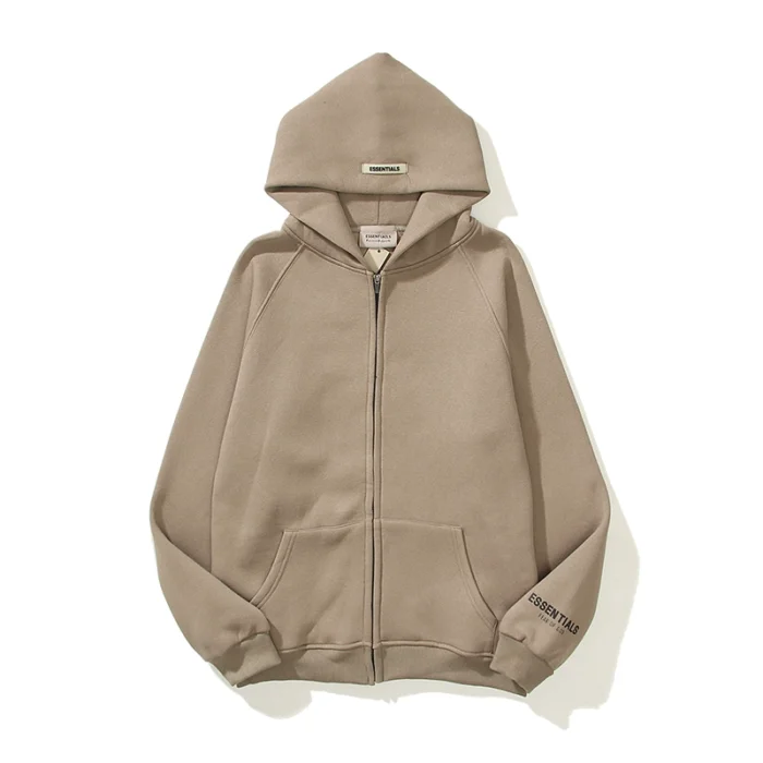 Essentials Camel Full Zip Hoodie