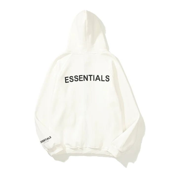 Essentials White Full Zip Hoodie