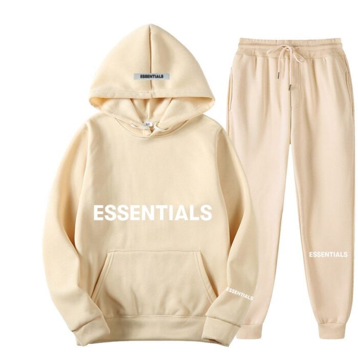 Essentials Hoodie and Sweatpants Set - Cream Beige Tracksuit