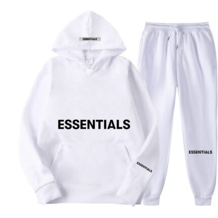 Essentials Hoodie and Sweatpants Set - White Tracksuit